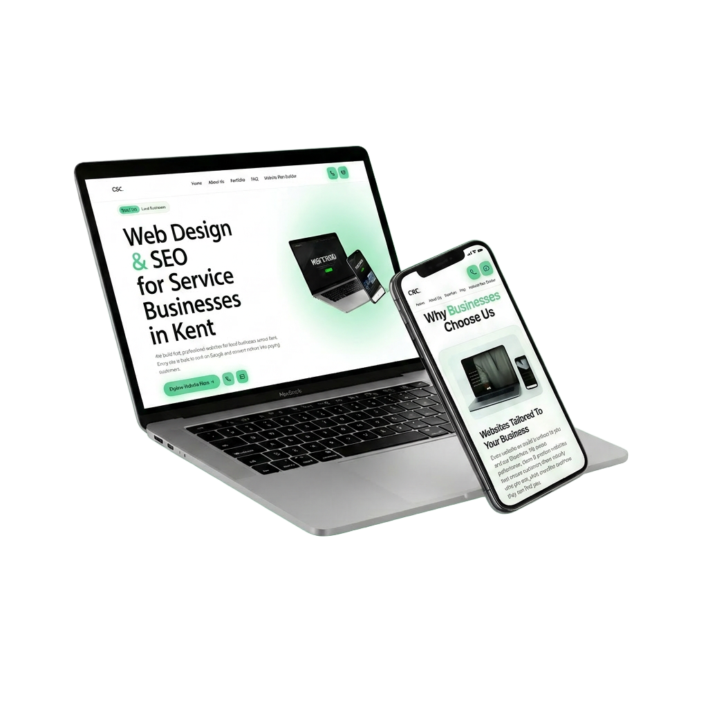 Laptop and smartphone showing a modern website